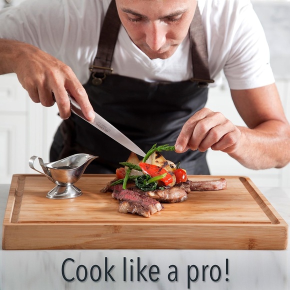 NEW Soulfino EXTRA LARGE Organic Bamboo Cutting Board & Thick Butcher Block - Picture 4 of 6